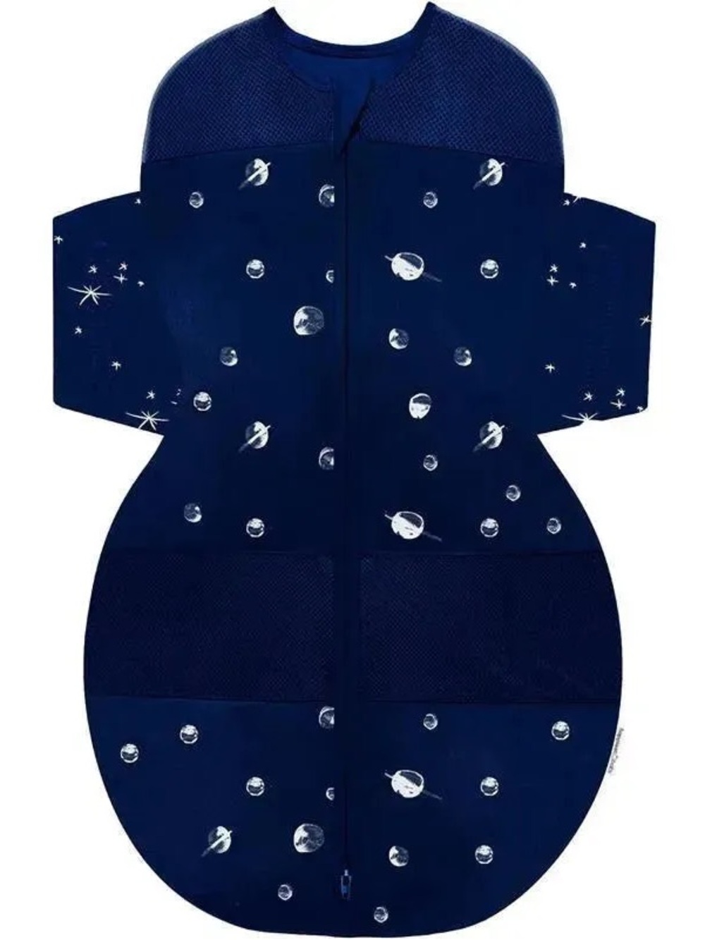 Baby Swaddle One-Piece in Navy with Space Print